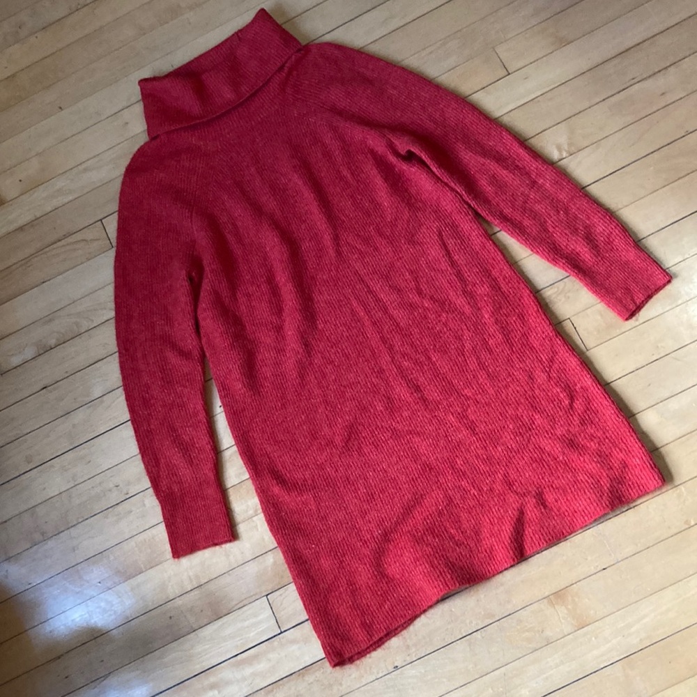 Loft red turtleneck sweater dress